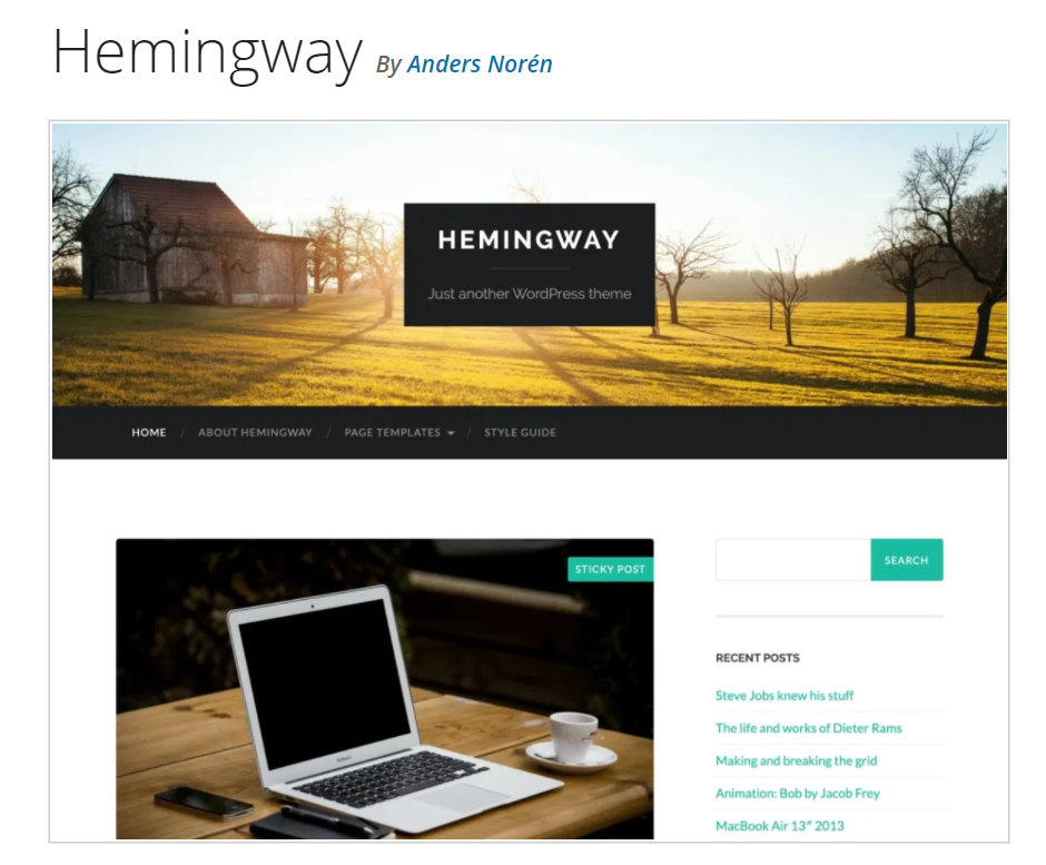 hemingway blog theme