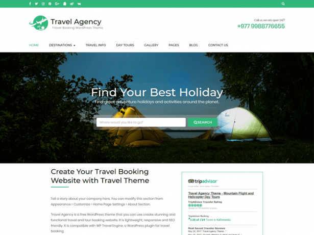 Theme for travel booking agency