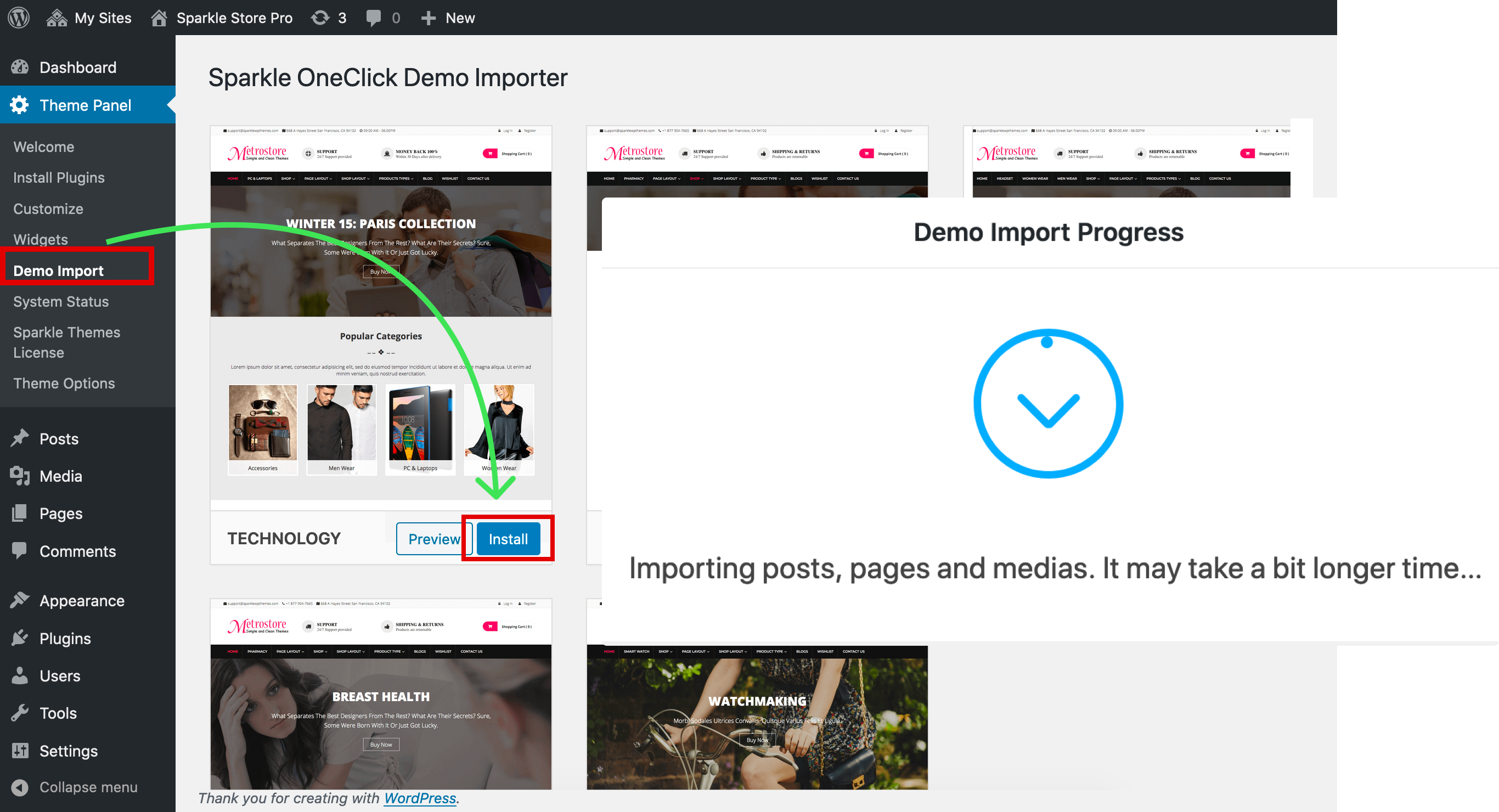 Built-In 1 Click Demo Importer