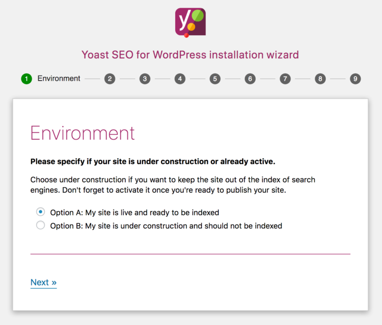 yoast setup wizard