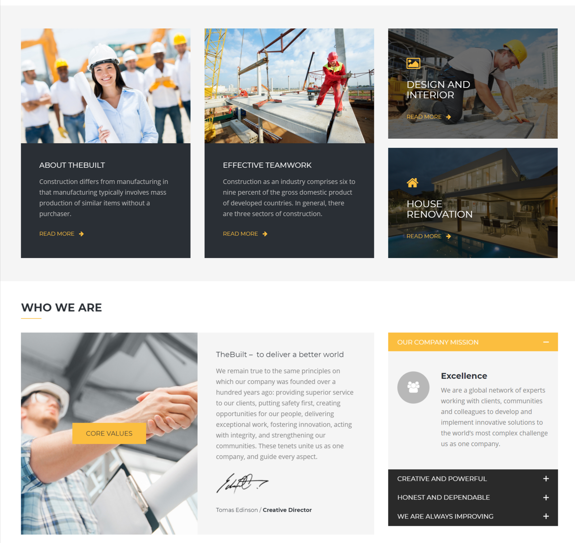 The built theme for construction builders 